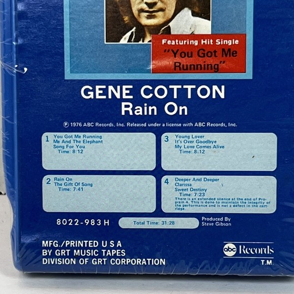 1976 Gene Cotton - Rain On  8-track  - SEALED - abc records 8022-983H - Picture 4 of 7